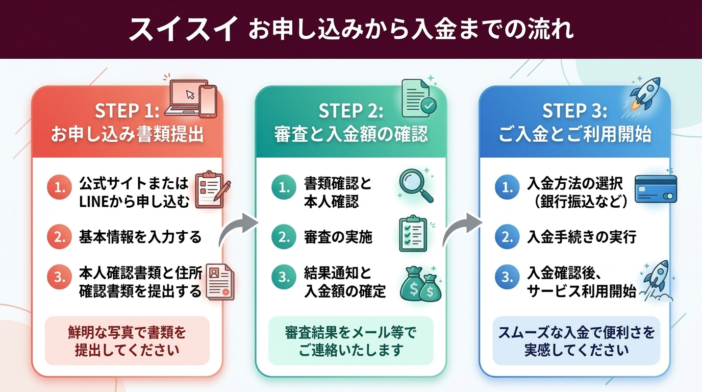 スイスイの先払い買取：申し込み〜入金までの流れ